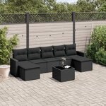 vidaXL Salon de jardin 8 Pièces avec coussins noir résine tressée