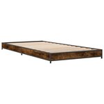 vidaXL Cadre de lit chêne fumé 90x200 cm bois d'ingénierie et métal