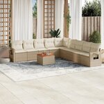 vidaXL Salon de jardin avec coussins 10 Pièces beige résine tressée