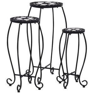 vidaXL Tables mosaïque 3 Pièces noir et blanc Céramique