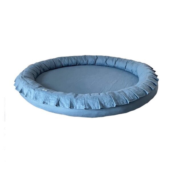 Tapis nid en lin couleur bleu