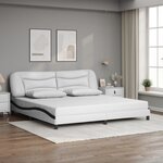 vidaXL Cadre de lit avec lumières LED blanc noir 200x200 cm similicuir