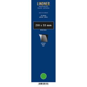 Bandes simple soudure 210 x 53 mm pour timbres-poste. Fond - Noir