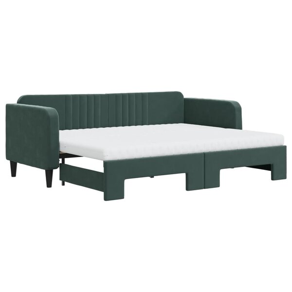 vidaXL Lit de jour avec gigogne et matelas vert foncé 80x200cm velours