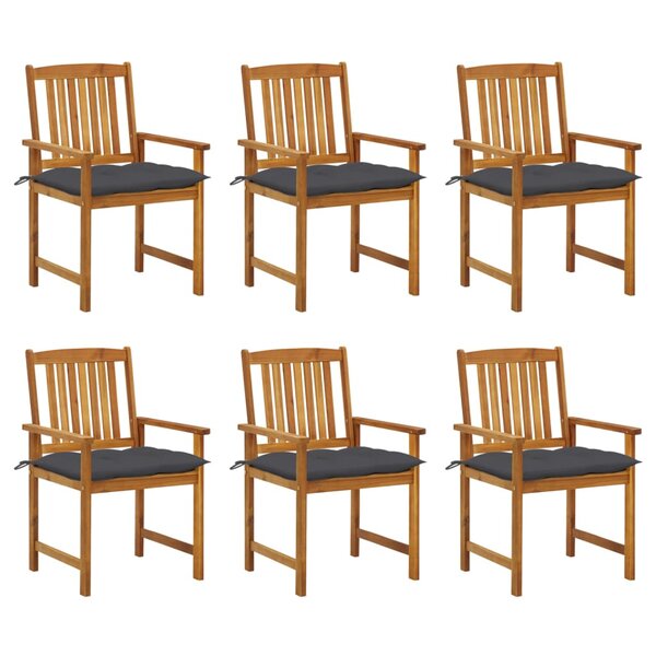 vidaXL Chaises de jardin avec coussins 6 Pièces Bois d'acacia massif