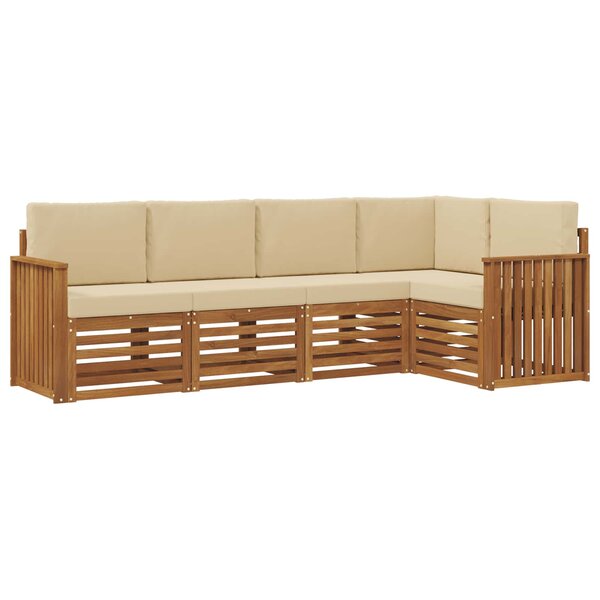 vidaXL Ensemble de canapé d'angle avec coussin 5 Pièces Naturel et Beige