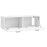 vidaXL Meuble TV mural Montage mural Blanc brillant 98 x 31 x 30 cm