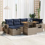 vidaXL Salon de jardin avec coussins 7 Pièces noir résine tressée acacia