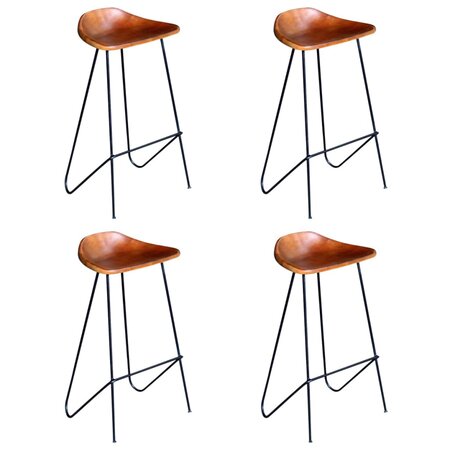 vidaXL Chaises de bar lot de 4 marron cuir véritable