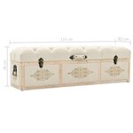 vidaXL Banc de rangement 110 cm Crème Bois de sapin massif et tissu