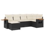 vidaXL Salon de jardin 6 Pièces avec coussins noir résine tressée