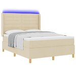 vidaXL Lit à ressorts avec bandes LED Crème 140 x 190 cm tissu