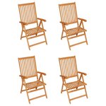vidaXL Chaises de jardin lot de 4 avec coussins rouge Bois teck massif