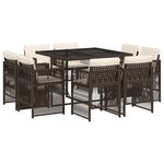 vidaXL Ensemble à manger de jardin et coussins 9 Pièces marron poly rotin