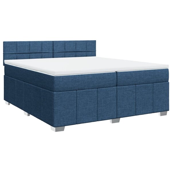 vidaXL Sommier à lattes de lit avec matelas Bleu 200x200 cm Tissu