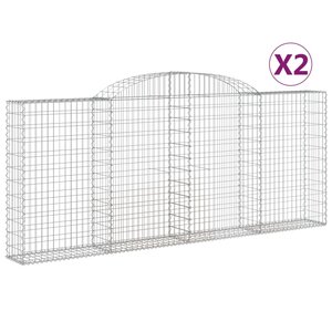 vidaXL Paniers à gabions arqués 2 Pièces 300x30x120/140 cm fer galvanisé