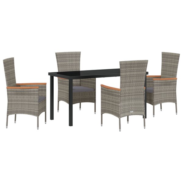 vidaXL Ensemble de Salle à Manger de Jardin avec coussin 5 Pièces Gris
