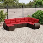 vidaXL Salon de jardin 8 Pièces avec coussins marron résine tressée