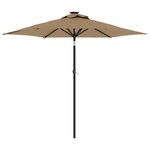 vidaXL Parasol de jardin avec LED mât en acier taupe 225x225x212 cm