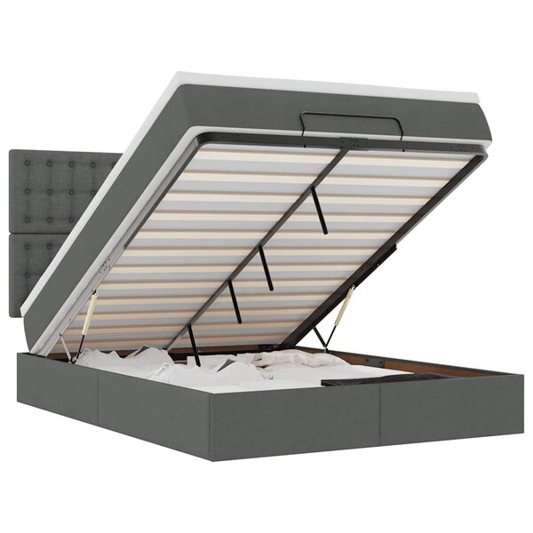 VidaXL Cadre de lit ottoman avec matelas gris foncé 140x190 cm tissu