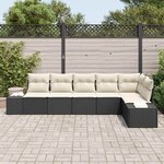 vidaXL Ensemble de canapé de jardin avec coussin 6 Pièces Noir et Crème