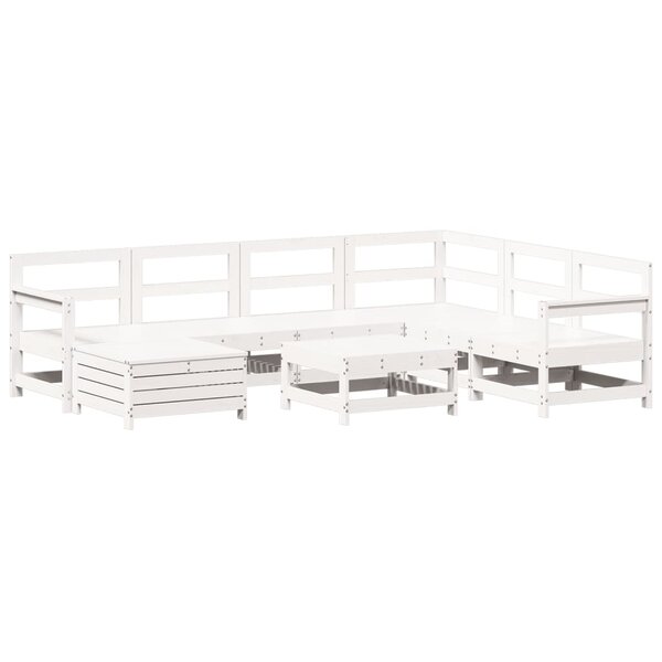 vidaXL Salon de jardin 8 Pièces blanc bois de pin massif