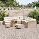 vidaXL Ensemble de canapé de jardin 13 Pièces Beige polyrotin