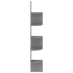 vidaXL Étagère d'angle murale gris 19x19x123 cm bois d'ingénierie