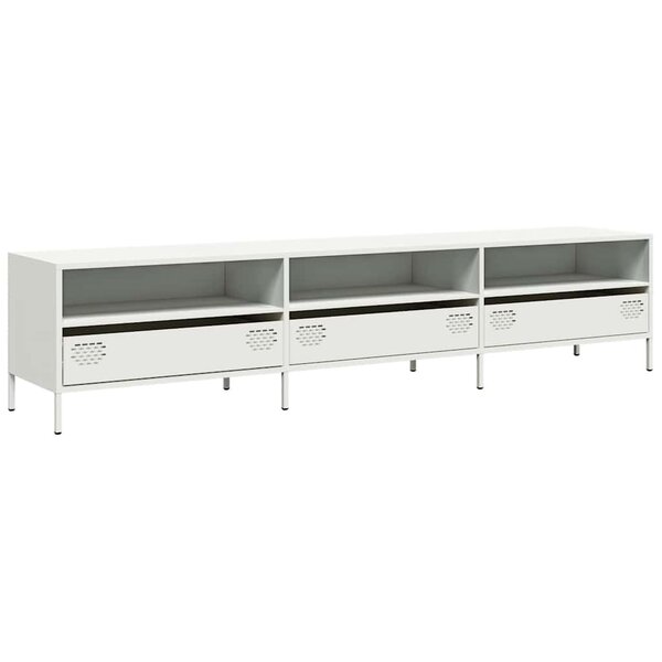 vidaXL Meuble TV blanc 202x39x43 5 cm acier laminé à froid