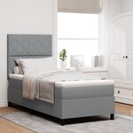 vidaXL Lit à ressorts avec matelas et lumière LED   Gris clair  90 x 190 cm  Tissu