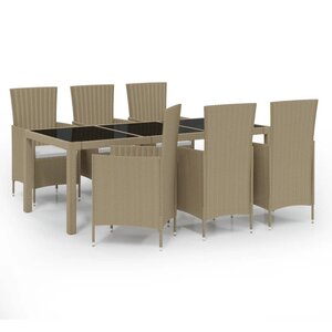 vidaXL Ensemble à manger d'extérieur 7 Pièces coussins Résine tressée