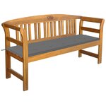 vidaXL Banc de jardin avec coussin 157 cm Bois d'acacia massif