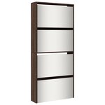 vidaXL Armoire à chaussures miroir 4 niveaux chêne marron 63x17x134 cm