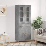 vidaXL Buffet haut Gris béton 69 5x34x180 cm Bois d'ingénierie