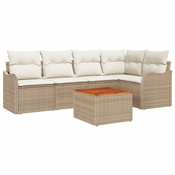 vidaXL Ensemble de canapé de jardin 6 Pièces Beige Poly rotin