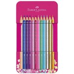 Crayon de couleur sparkle  boîte métal rosé de 12 faber-castell