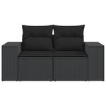 vidaXL Canapé de jardin avec coussins 2 places noir résine tressée
