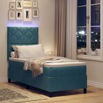 vidaXL Lit à ressort LED avec matelas Bleu foncé 80 x 200 cm tissu