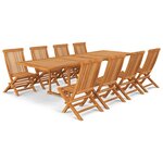 vidaXL Ensemble à manger de jardin 9 Pièces Bois de teck massif