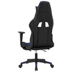 vidaXL Chaise de jeu de massage et repose-pied Noir et bleu Similicuir