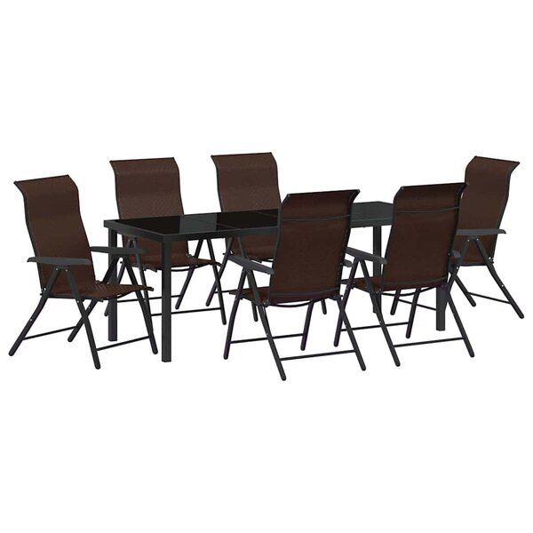 vidaXL Ensemble de salle à manger pour jardin 7 Pièces Marron