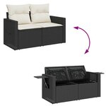 vidaXL Salon de jardin 7 Pièces avec coussins noir résine tressée