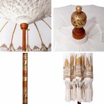 vidaXL Parasol balinais Crème (210-220) x 260 cm Coton et bois massif