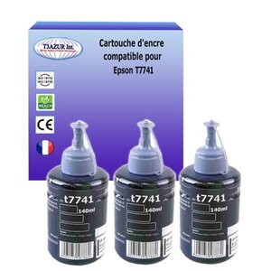 3 Bouteilles encres compatibles avec Epson T7741 - Noire 140ml