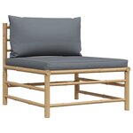 vidaXL Salon de jardin 3 Pièces avec coussins gris foncé Bambou