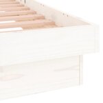 vidaXL Cadre de lit à LED sans matelas blanc 100x200 cm bois massif