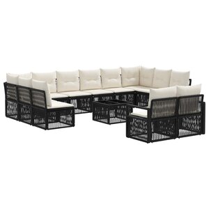 vidaXL Ensemble de canapé de jardin 13 pc Noir polyrotin