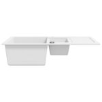 vidaXL Évier de cuisine Granit Double lavabo Blanc