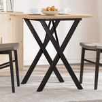 vidaXL Table à manger cadre en X 60x60x75 5cm bois de pin massif fonte