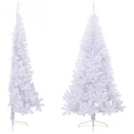 vidaXL Sapin de Noël artificiel moitié avec support blanc 240 cm PVC